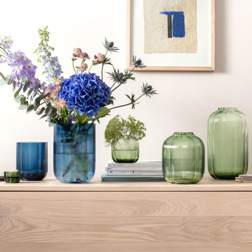 Villeroy & Boch Fleur Olive Vase, 7.5 in, Green, Dishwasher Safe, Mouth-Blown and Handmade Glass Vase