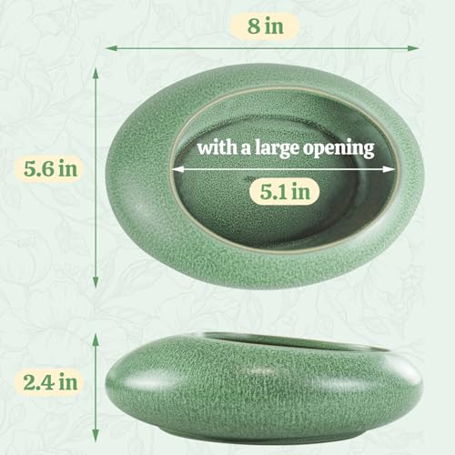 Flower Frog Vase Kit, Ikebana Arrangement Ceramic Bowl Flower Frog Water Drop Flower Pot Flower Arrangement Vase Kit (Green Large Size) - color: Green Large Size