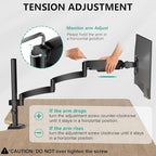 WALI Single Long Monitor Arm - Computer Monitor Arm Desk Mount for 13-32 inch, Hold up to 19.8lbs, Extra Long Adjustable Stand, Full Motion Tall Arm, VESA 75/100mm, (GSDM001L) - size: 13"-32", style: Single Arm