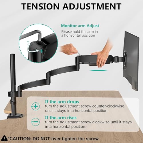 WALI Single Long Monitor Arm - Computer Monitor Arm Desk Mount for 13-32 inch, Hold up to 19.8lbs, Extra Long Adjustable Stand, Full Motion Tall Arm, VESA 75/100mm, (GSDM001L) - size: 13"-32", style: Single Arm