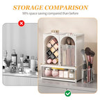 INVSSENE Stackable Makeup Organizer Countertop, Storage Perfume Skincare Cosmetic Lipstick Face Mask Makeup Brush Palettes, Ideal for Vanity Bathroom Counter - color: 3515 White+Clear