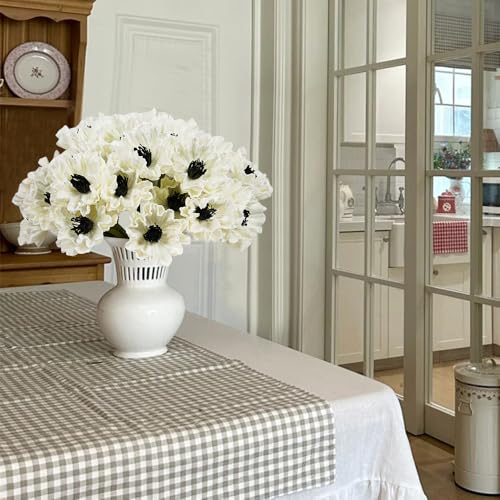 Melorca&Guilla Artificial Flowers,24Pcs 13.5inch White Poppy Fake Flowers,Real Touch Faux Flowers, Spring Décor Fake Silk Flowers for Wedding Kitchen Shop Office Home Décor (24, White Cornpoppy) - color: White Cornpoppy