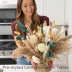 100pcs Artificial Flowers Arrangement With Vase Included, Dining Table Centerpiece Decorations, Fake Flowers in Vase, Dried Pampas Grass Floral Centerpieces, Coffee Table Decor, Centro de Mesa - size: pampas bouquet in vase