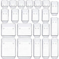 SMARTAKE 22-Piece Drawer Organizer with Non-Slip Silicone Pads, 5-Size Clear Desk Drawer Organizer Trays Storage Tray for Makeup, Jewelries, Utensils in Bedroom Dresser, Office and Kitchen, Clear - size: 22 PCS