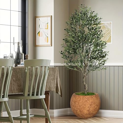 Panlaolao 13.5 H x 17" Dia (12" Pot Opening) Round Fiberstone Planter with Drainage Hole, White, Indoor/Outdoor Large Plant Pot for Home Patio Garden, Ideal for Plants (Camel, Medium) - color: Camel, size: 17 Inch