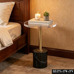 LIKENOW Furniture Acrylic Side Table,Clear Small Round End Table for Living Room,Bedroom,Office | Modern Nightstand with Marble Base,Gold Post,Clear Top for Drink,Food,Snack,Assembly(Black) - color: Black
