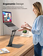 Nulaxy Height Adjustable Laptop Stand for Desk, Dual Foldable Aluminum Computer Riser, Pull Out Design Ergonomic Sit to Notebook Holder Convertor, Compatible with All 10-17" Laptops, Tablets, Gray - color: A-Gray