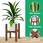 Rnined Adjustable Plant Stand Indoor,Bamboo Mid Century Modern Plants Stands, Stable Plant Holder,Fit 8 9 10 11 12 inch Pots (Pot & Plant Not Included) - color: walnut