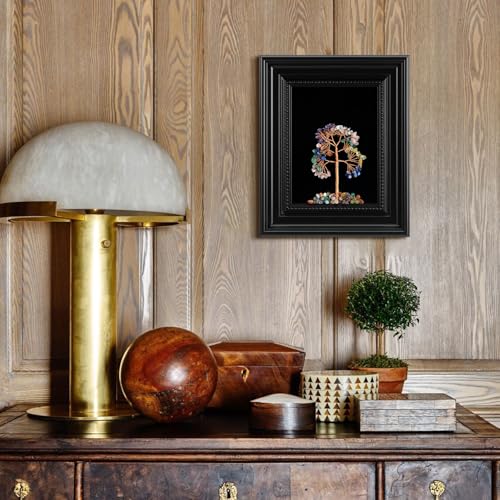 FOLKOR LIFE Vintage Wall Art Decor, Framed Wall Sculptures Art with Embossed Crystal Tree for Home Decor, Living Room Décor, Housewarming Gifts for New Home, 13 * 13" - color: Black-Crystal Tree