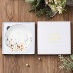 Crisky Initial Jewelry Tray Ring Dish & Gift Box, Ceramic Flower Trinket Dish for Rings Earrings Necklaces Keys, Bridal Shower Engagement Birthday Gift for Women, Friends 4.57" (Gold Foil O - style: Initial O