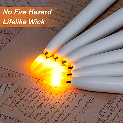Homemory 11 inches Waxy Battery Operated Taper Candles with Remote Timer Dimmer, 6 Pcs Flameless Taper Candles with Flickering Flame, White Candlesticks Battery Powered for Ceremony Memorial Decor - style: Traditional - White 11"