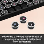 Novel Box Jewelry Display Tray Black Wood 8.25 x 14.75 x 1 Large Jewelry Tray with 24 Gem Jars Insert | Rectangular Display Trays for Collectibles | Rock Collection Tray | Gem Display Tray - color: 24-Gem Jars Black Foam Liner, size: Wood Tray: 8.25 x 14.