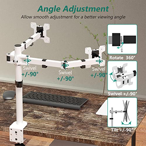 Mount Stand Fits 2 Screens up to 27 inch, 22 lbs. Weight Capacity per Arm (M002-W), White - color: White, size: Dual
