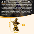 CHOVY Retro Handcrafted Witch Cat Ornament - 100% Solid Brass Desk Decor | Enchanting Feline Sculpture with Wizard Hat Unique Gift for Cat Lovers & Magic Enthusiasts - style: Wizard Cat