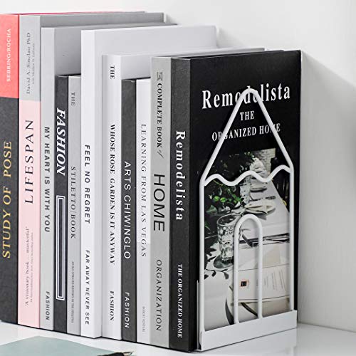 Minimalist Style Bookends Metal Adjustable Books Holder Stand Book Rack Desk Bookend - Pen, White - color: Pen, White