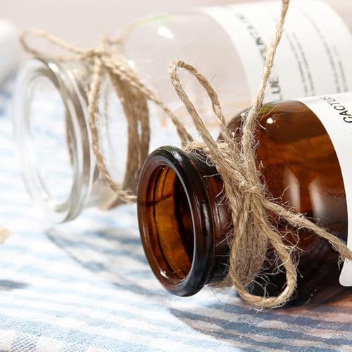 500ml Empty Amber Glass Vase Small Bud Vase Apothecary Jars Decorative Glass Bottles Tabletop with Creative Rope Design for Home Decor Centerpiece Wedding Party Wedding Rustic Home Table Decor