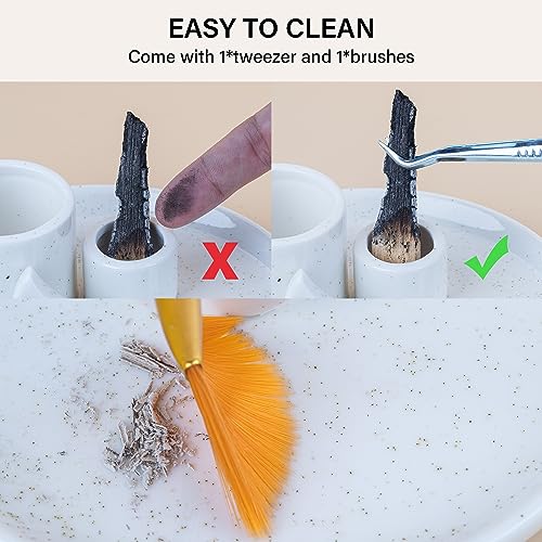ZenBless Incense Burner, Palo Santo Sage Candle Holder for Burning, Incense Holder for Sticks, Ceramic Ash Catcher Tray for Meditation Yoga Room Home Decor Spritual Gifts(White) - color: White