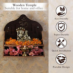 Wooden Wall Mounted Hanging Puja Temple|Wooden Mandir| Pooja Stand |Pooja Mandir for Home& Office|Temple for Festivals| Gifting Purpose - size: Double Stand Wooden Temple