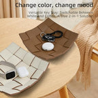 Valet Tray PU Leather Key Bowl for Men Women Entryway Table Nightstand Catchall EDC Dump Tray for Wallet, Keys, Jewelry Men's Gift - Coffee & White, 9.8" L x 9.8" W x 2" H - color: Coffee + White