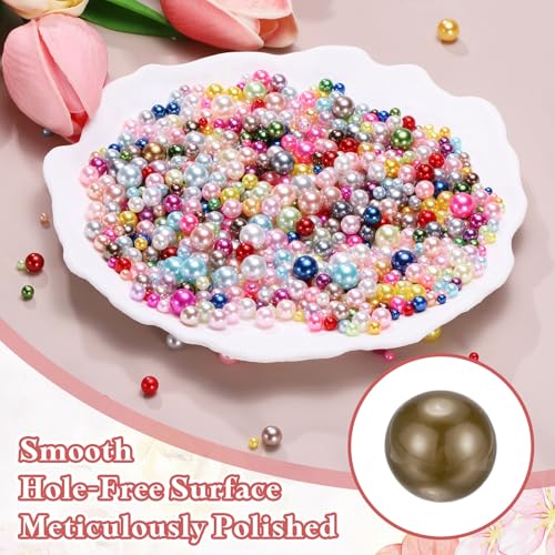 PATIKIL 1000 Pcs No Hole Pearls, 3mm 4mm 5mm 6mm 8mm Mini Round Faux Pearl for Art Crafts Jewelry Making Nail Vase Filler Birthday Wedding Party, Dark Brown - color: Dark Brown