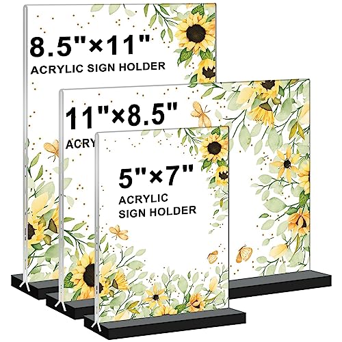 Acrylic Sign Holder 11x8.5 '' Horizontal T-Shaped Clear Double-Sided Table Menu Stands Plastic Picture Frames Display Desktop Display Holders for Wedding Table,Restaurant Signs,Office, Store,6 Pack - size: Horizontal 6 Pack 8.5x11