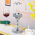 Candle Holder, Pillar Candle Holders, Crystal Candlesticks Holder for Wedding, Parties, Events, Chirstmas,Home Decor, Table Centerpieces CH048LD - size: Silver ( L )