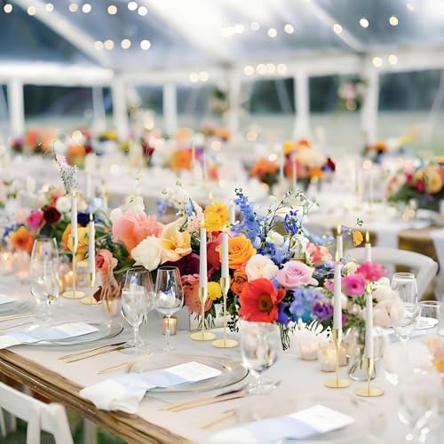 Taper Candle Holders,Tall Metal Candlestick Holders, Gold,Set of 54,Three Heights,Candle Stick Holder for Wedding Centerpiece Decoration,Dinning,Festival,Party or Home Decor﻿ - color: Gold, size: Set of 54