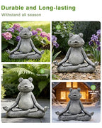 Nacome Meditating Frog Miniature Figurine, Zen Yoga Frog Statue Ornament - Indoor/Outdoor Garden & Home Decoration, 5 inch (Grey)