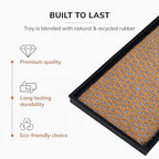 Anji Mountain AMB0BT4F-007 Black Rubber Boot/Shoe Tray with Coir, Fits 4 Pair (46.5" Wide), Tan & Blue Insert - color: Tan and Blue Insert, size: 46" x 14" x 1.5"