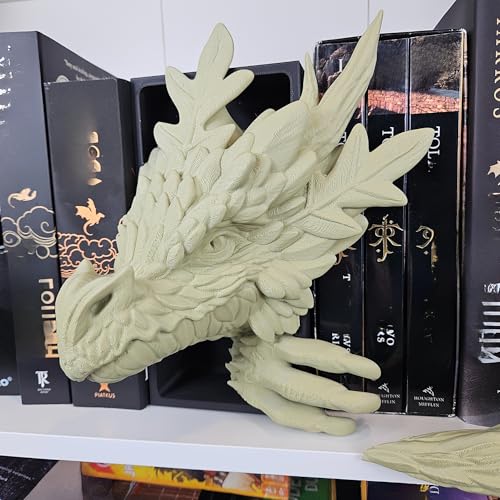Dragons Awakening Book End – Fantasy Book Nook Insert for Dragon Readers – Unique Home Decor for Bookshelves & Libraries (Head and Tail - Forest Dragon) - color: Head and Tail - Forest Dragon