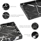 WeDoDecor Luxury Real Black Marble Bathroom Small Tray Vanity Decorative Rectangular Stone Tray for Countertops Dresser Guest Towels Holder Makeup Cologne Organizer for Toilet Tank Bathroom Accessory
