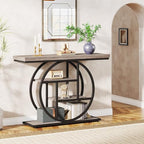 Tribesigns 41.3" Console Table, Industrial 4-Tier Sofa Table Entryway Table with Circle Base, Narrow Wood Accent Tables with Storage Shelves for Living Room, Hallway, Foyer, Gray | Industrial, Sofa Table, Entryway Table, Narrow, Accent Tables, Storage She