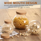 VASANA Airtight Clear Round Glass Jar with Cork Tea Caddy Container Vase Eco Bottle Small Ball Moss DIY Canister for Kitchen Storage Home Decoration 500ml 17oz