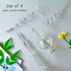 Candle Stick Candle Holder, Glass Candle Holders for Table Centerpiece, Modern Style Iridescent Candle Holder Mixed 4pcs - color: Iridescent