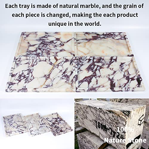 Real Luxurious Natural Marble Vanity Tray Genuine Marble/Stone Storage Tray for Home Decor Bathroom/Kitchen/Vanity/Dresser Non-Resin/Non-Ceramic - color: Engraving Tray-purple, size: 12" x 8" x 0.6"