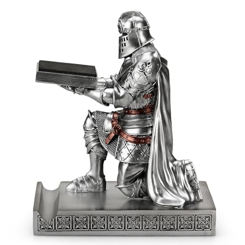 King's Guard Watch Display Stand Eyeglass Jewelry Bracelet Necklace Holder Trays Towers Resin Pen Holder Warrior Knight Mobile Phone Stand for Office & Home (Silver) - color: Silver