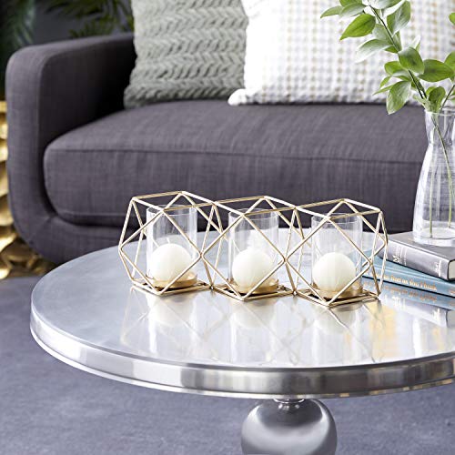 Deco 79 Modern Metal Solid Candle Holder, 15" x 5" x 5", Gold - size: 15"L x 5"W x 5"H