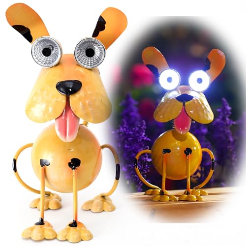 Dog Solar Lights Outdoor,Yard Art Metal Dog Statues,Outdoor Funny Statue for Garden Decor Yard Lawn Ornaments - style: Sit Dog