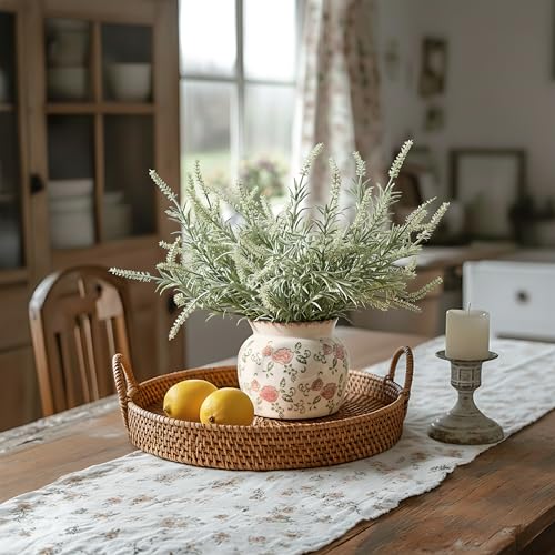 SIDUCAL Ceramic Red Rose Floral Vase with Wide Mouth Lace, 4.84 Inch Cracked Chinoiserie Rustic Farmhouse Vases, Pastoral Retro Vase for Home Decor, Table, Living Room, Bathroom, Shelf, Wedding - color: 18967-red Rose