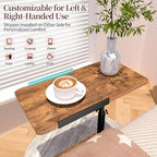 End Table Adjustable Height, 22.8"L Side Table Tv Tray with Wheels, 90° Tilting Panel Couch Table That Slides Under, Small End Table for Small Spaces, Overbed Bedside Desk Mobile Rolling Laptop Stand - style: Widen & Adjustable