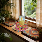DIY Diamond Art Painting Candlestick Holders 5.71in Mandala Flower Shape Desk Candle Tray Tabletop Ornaments for Wedding Ramadan Party Home Table Centerpiece-Mandala06 - color: Mandala06