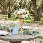 11.22’’ Small Gold Trumpet Vases for Centerpieces, Gold Vases Urn Metal Flower Arrangement Vase for Wedding Party Decoration, Pedestal Vase for Table Centerpiece