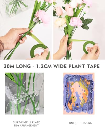 Butterfly Shaped Acrylic Flower Vase with Scissors and Plant Tape, Clear Decorative Vase for Home Office Desk, Unique Shelf Decor and Event Decoration, Aesthetic Gift for Book Lovers and Women
