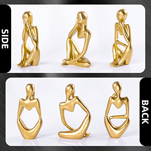 BMLCGJ Thinker Statue Gold Decor Abstract Art Sculpture, Golden Resin Collectible Figurines for Home Living Room Office Shelf Decoration,Great Gifts Ideas (Gold) - color: Gold