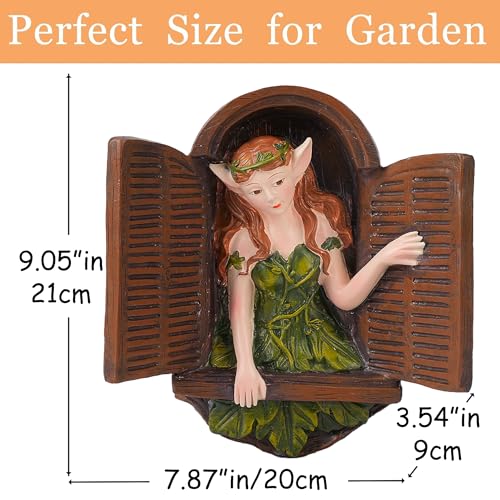 Teaeeno Whimsical Fairy Garden Gnome Statue, Tree Faces Decor Outdoor -7.8 Inch, Funny Garden Tree Decoration,Ideal Patio Yard Lawn Porch Decor - color: Orange