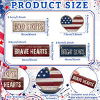 CroBlissful 4 Pcs 4th of July Decorations Patriotic Memorial Day Tabletop Decorations Red White Blue Table Centerpieces Sign for Office Tiered Tray Home Shelf 250th Anniversary(Brave Heart) - style: Brave Heart