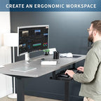 VIVO Large Height Adjustable Under Desk Keyboard Tray, 27 x 11 inch Slide-Out Platform Computer Drawer for Typing, Black, MOUNT-KB27HB