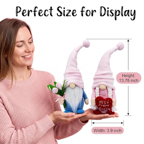 Lovinland Mothers Day Decorations - Gnomes Decor for Mother's - Best Ever Gifts for Mom Who Have Everything for Christmas, Birthday - Valentines Day Gifts for Mama & Father from Daughter, Son - color: Spring-tulips