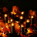 Homemory Black Flameless Candles, Halloween Candles, Battery Operated Candles, LED Pillar Candles with Remote Control and Timers, Set of 9 - color: Black