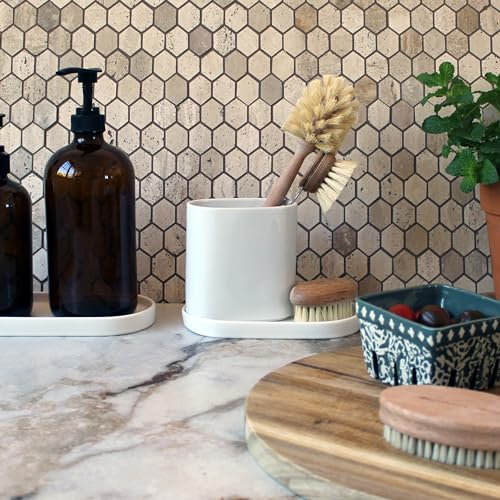 Elegant Ceramic Kitchen Sink Caddy, Bathroom Countertop Tray, Ceramic Vanity Tray - Durable, Heat-Resistant Design for Keys, Jewelry, and More - Dishwasher Safe, 7.5" x 4.1" x 0.8" - size: 7.5" x 4.1" x 0.8"